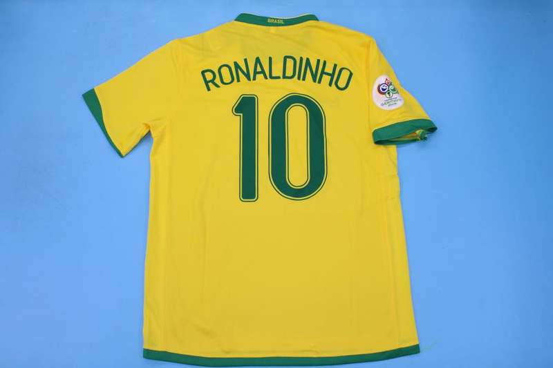 Thailand Quality(AAA) 2006 Brazil Home Retro Soccer Jersey