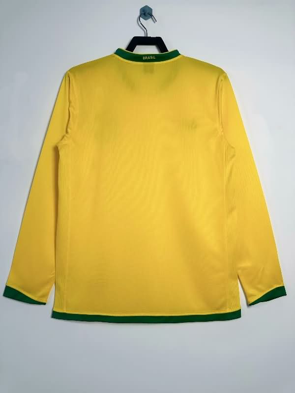 Thailand Quality(AAA) 2006 Brazil Home Long Sleeve Retro Soccer Jersey