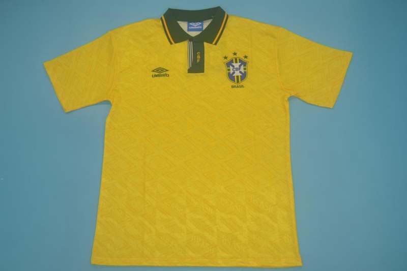 Thailand Quality(AAA) 1991/93 Brazil Retro Home Soccer Jersey