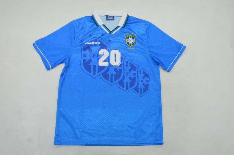 Thailand Quality(AAA) 1994/95 Brazil Away Retro Soccer Jersey