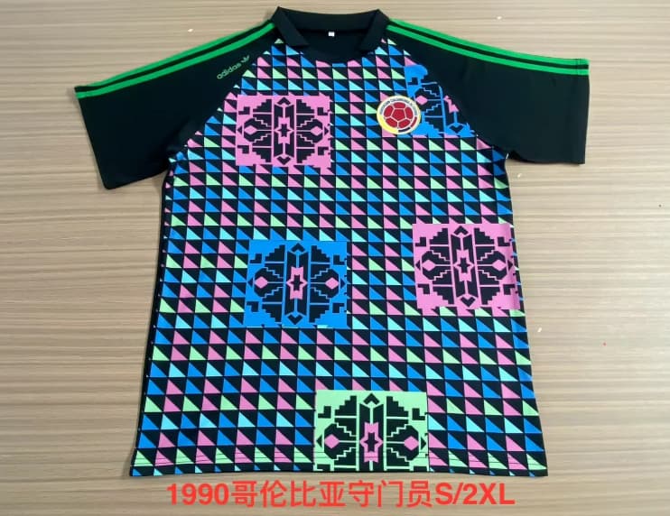 Thailand Quality(AAA) 1990 Colombia Goalkeeper Retro Soccer Jersey