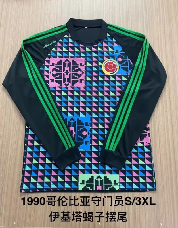 Thailand Quality(AAA) 1990 Colombia Goalkeeper Retro Long Sleeve Soccer Jersey