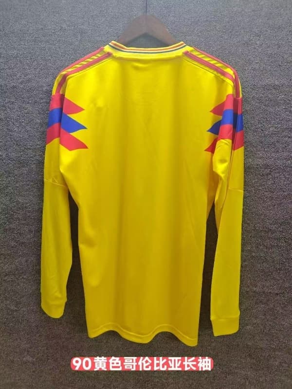Thailand Quality(AAA) 1990 Colombia Home Retro Long Sleeve Soccer Jersey