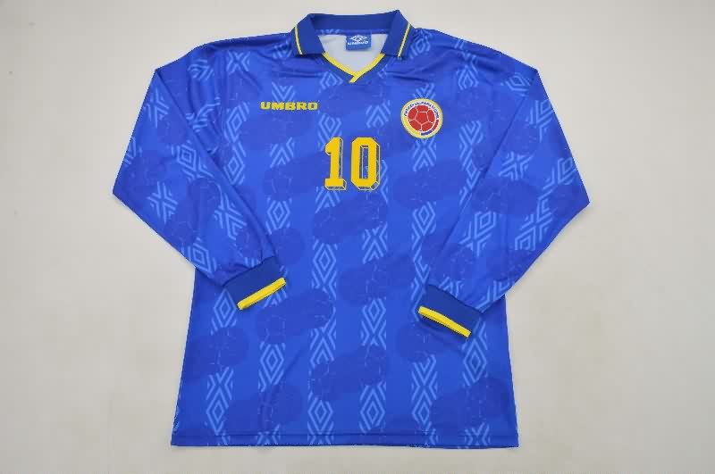 Thailand Quality(AAA) 1994 Colombia Away Long Sleeve Retro Soccer Jersey