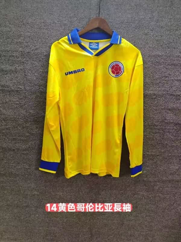 Thailand Quality(AAA) 1994 Colombia Home Long Sleeve Retro Soccer Jersey