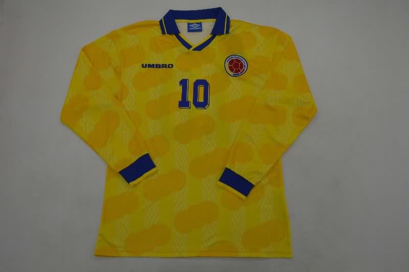 Thailand Quality(AAA) 1994 Colombia Home Long Sleeve Retro Soccer Jersey