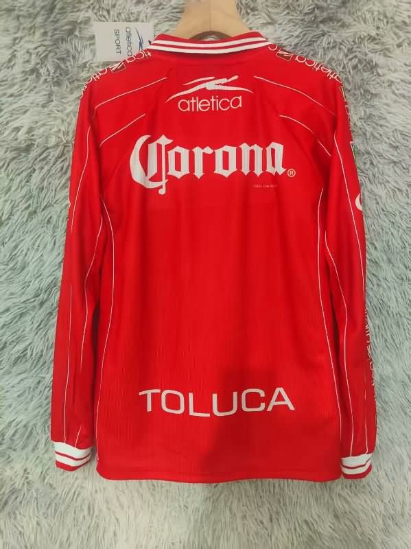 Thailand Quality(AAA) 1999/00 Deportivo Toluca Home Retro Long Sleeve Soccer Jersey