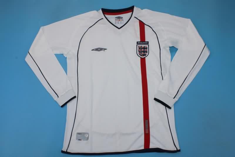 Thailand Quality(AAA) 2002 England Home Long Retro Soccer Jersey