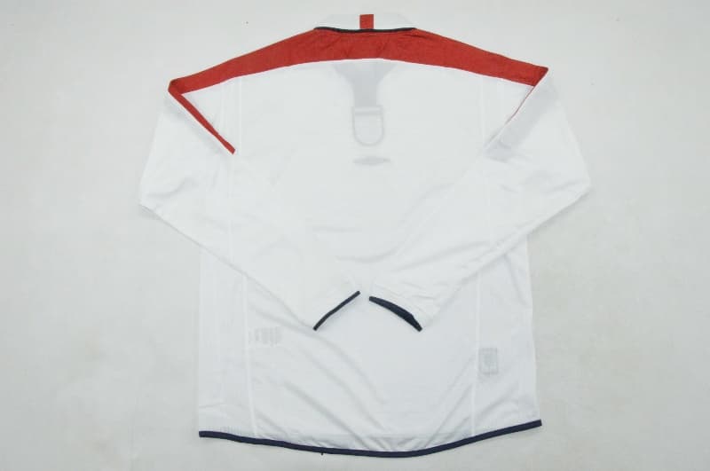 Thailand Quality(AAA) 2004 England Home Long Sleeve Retro Soccer Jersey