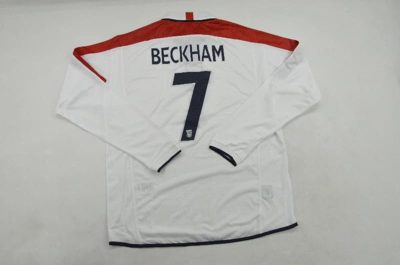 Thailand Quality(AAA) 2004 England Home Long Sleeve Retro Soccer Jersey