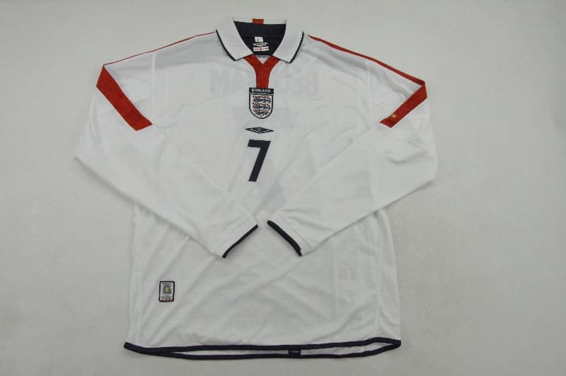 Thailand Quality(AAA) 2004 England Home Long Sleeve Retro Soccer Jersey