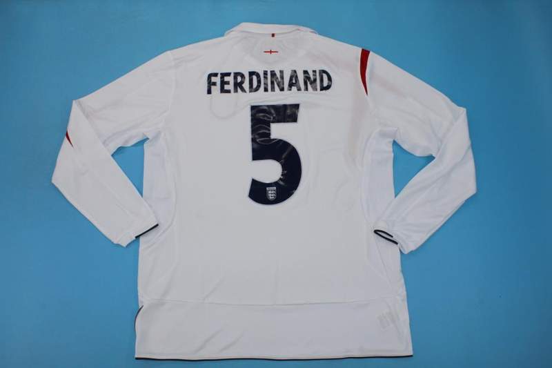 Thailand Quality(AAA) 2006 England Home Retro Soccer Jersey(L/S)