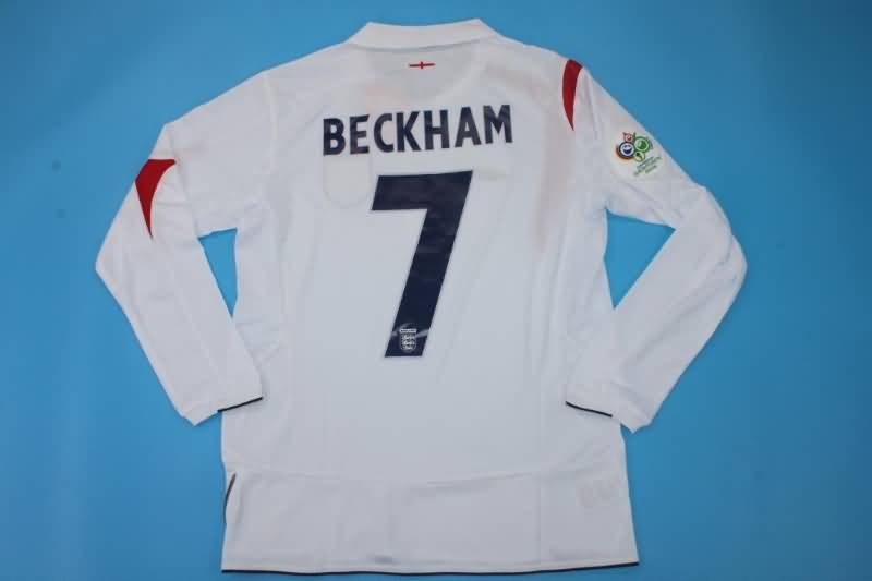 Thailand Quality(AAA) 2006 England Home Retro Soccer Jersey(L/S)