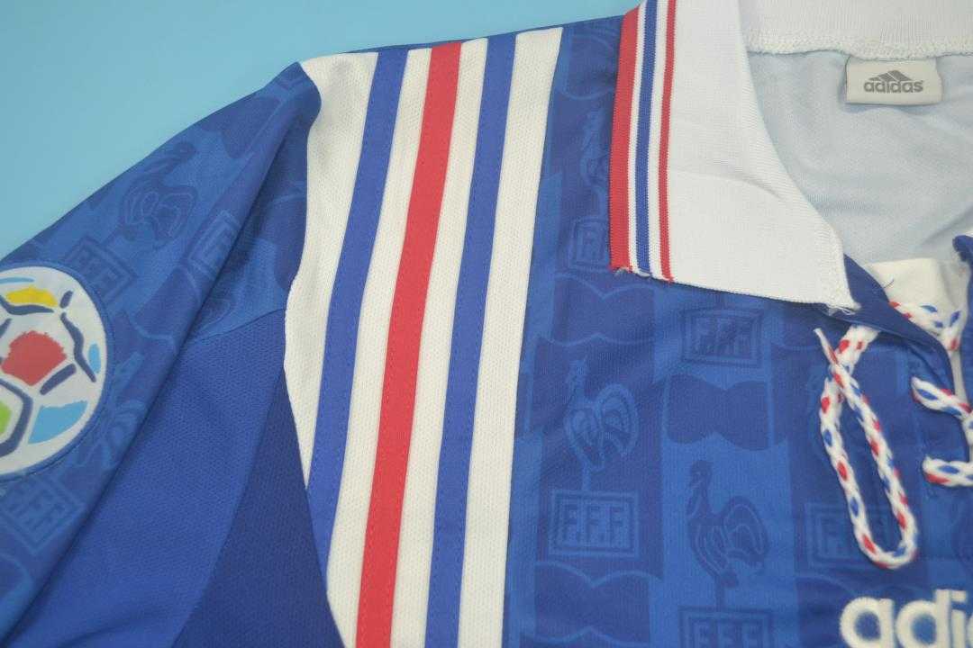 Thailand Quality(AAA) 1996 France Home Retro Soccer Jersey