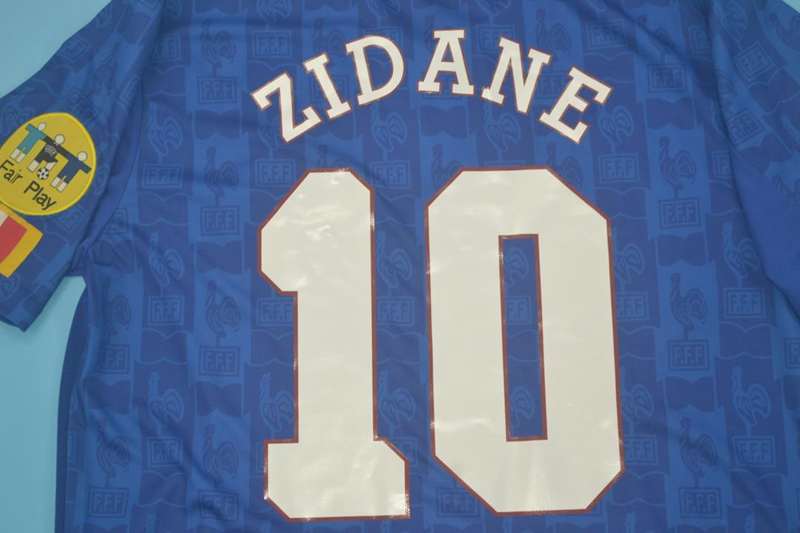 Thailand Quality(AAA) 1996 France Home Retro Soccer Jersey