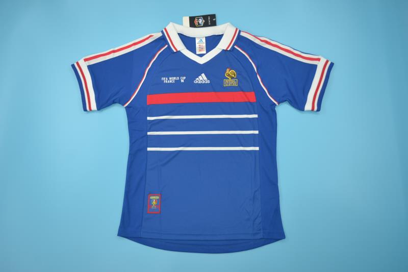 Thailand Quality(AAA) 1998 France Home Retro Soccer Jersey