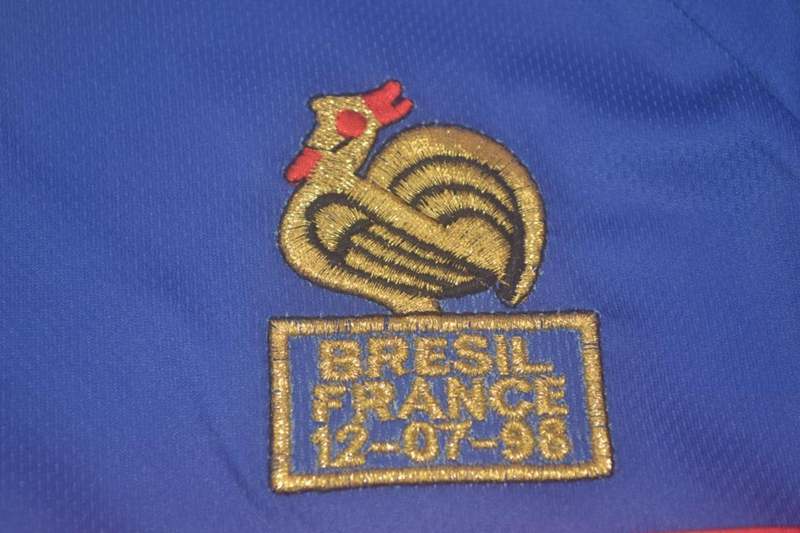 Thailand Quality(AAA) 1998 France Home Retro Soccer Jersey(L/S)