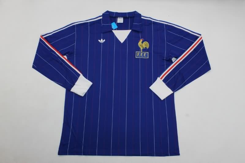 Thailand Quality(AAA) 1980/82 France Home Long Sleeve Retro Soccer Jersey