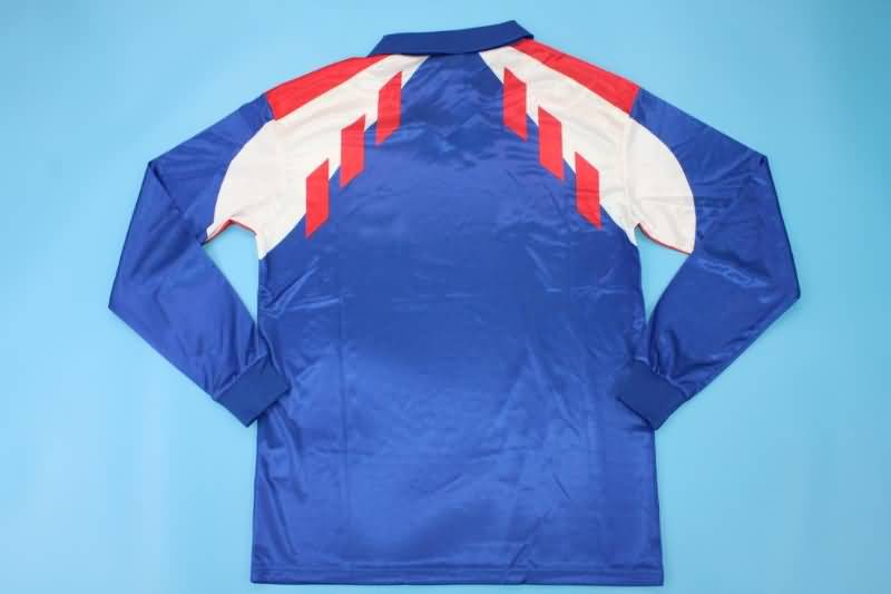 Thailand Quality(AAA) 1990/92 France Home Long Sleeve Retro Soccer Jersey