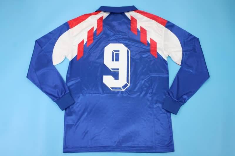 Thailand Quality(AAA) 1990/92 France Home Long Sleeve Retro Soccer Jersey
