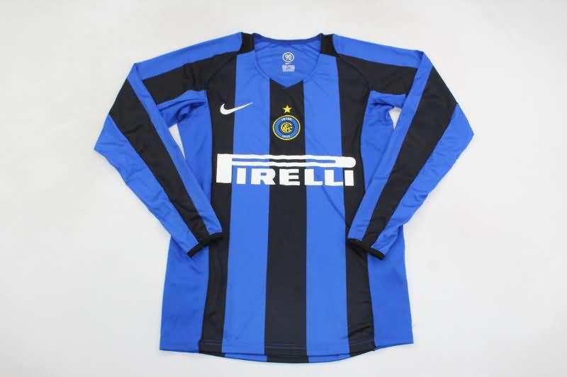 Thailand Quality(AAA) 2004/05 Inter Milan Home Retro Long Sleeve Soccer Jersey