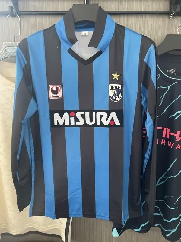 Thailand Quality(AAA) 1988/90 Inter Milan Home Retro Long Sleeve Soccer Jersey