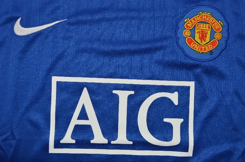 Thailand Quality(AAA) 2007/08 Manchester United Goalkeeper Blue Retro Soccer Jersey