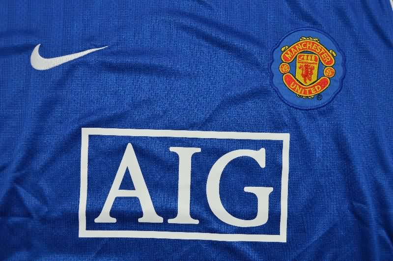 Thailand Quality(AAA) 2007/08 Manchester United Goalkeeper Blue LS Retro Soccer Jersey