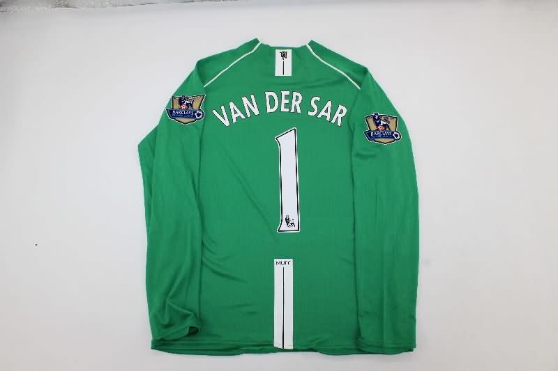 Thailand Quality(AAA) 2007/08 Manchester United Goalkeeper Green Long Retro Soccer Jersey
