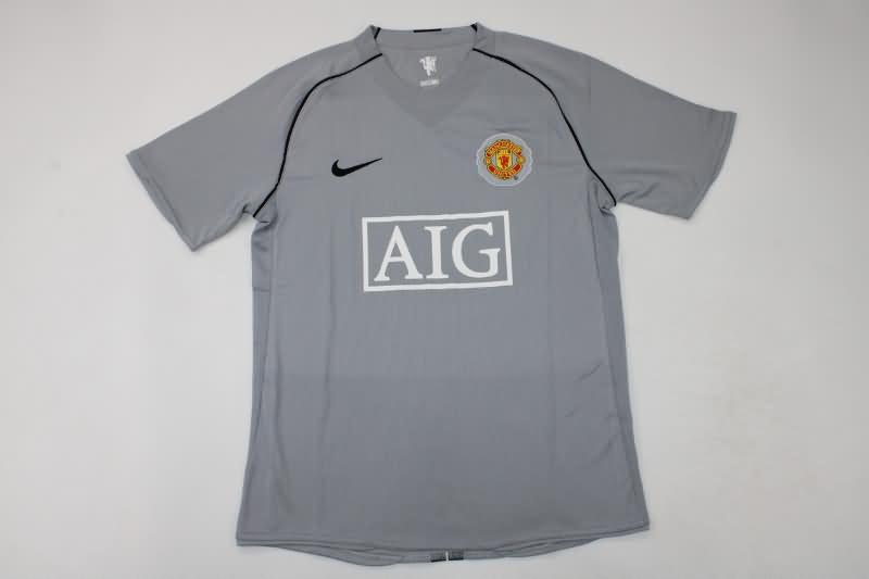 Thailand Quality(AAA) 2007/08 Manchester United Goalkeeper Grey Retro Soccer Jersey