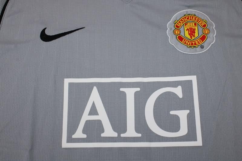 Thailand Quality(AAA) 2007/08 Manchester United Goalkeeper Grey Retro Soccer Jersey