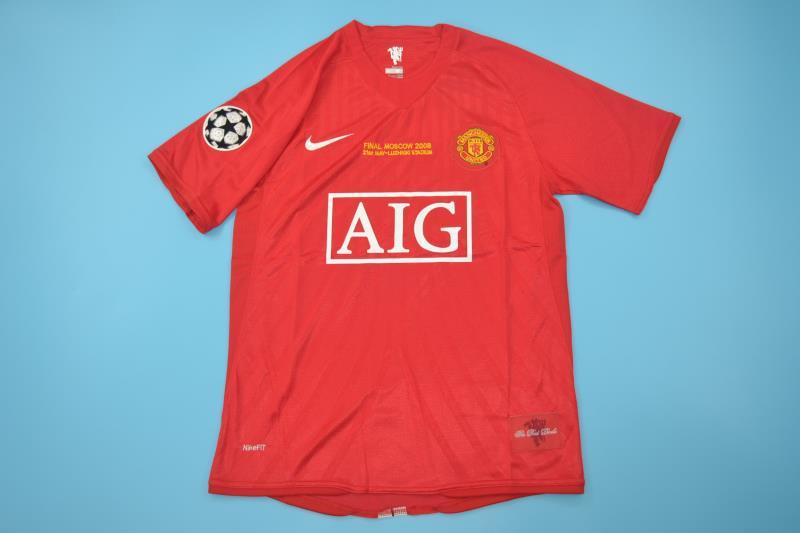 Thailand Quality(AAA) 2008 Manchester United Home UCL Final Retro Soccer Jersey