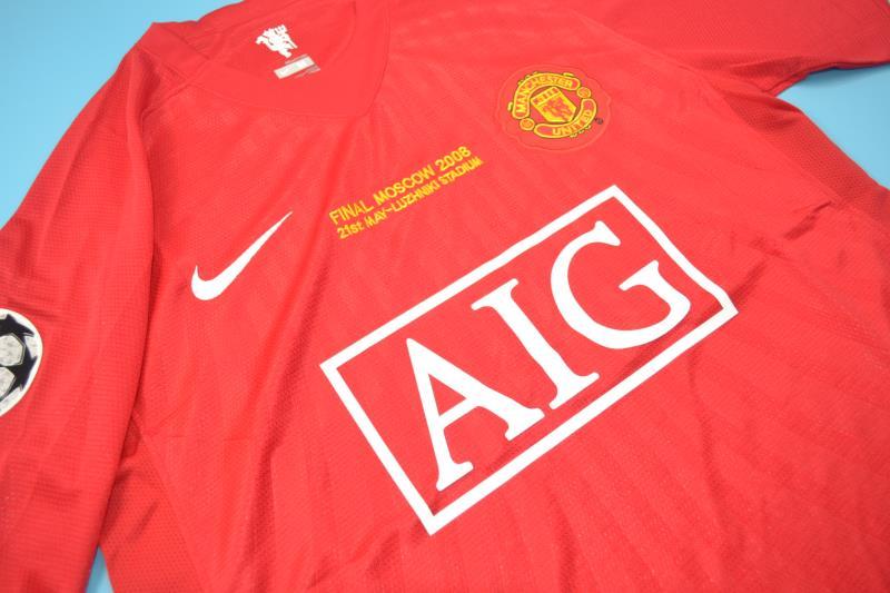Thailand Quality(AAA) 2008 Manchester United Home UCL Final Retro Soccer Jersey