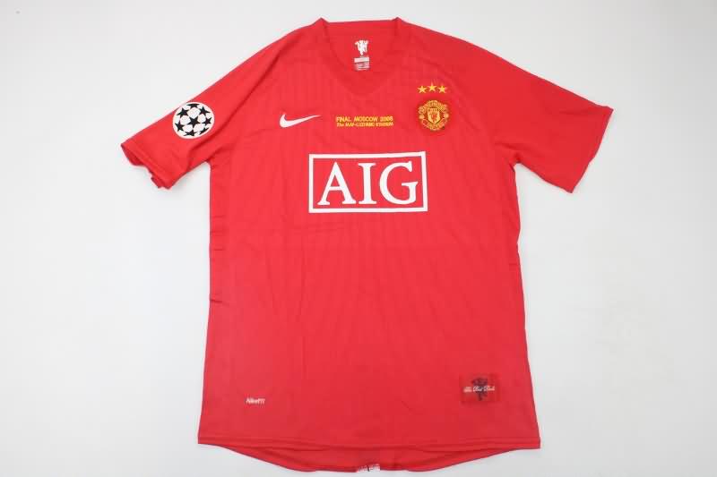 Thailand Quality(AAA) 2007/08 Manchester United Home Final Jersey 3 Stars