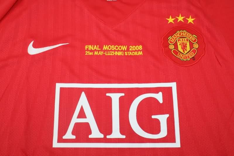 Thailand Quality(AAA) 2007/08 Manchester United Home Final Jersey 3 Stars