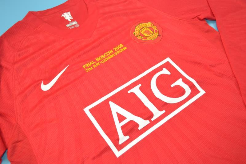 Thailand Quality(AAA) 2008 Manchester United Home UCL Final Retro Soccer Jersey(L/S)