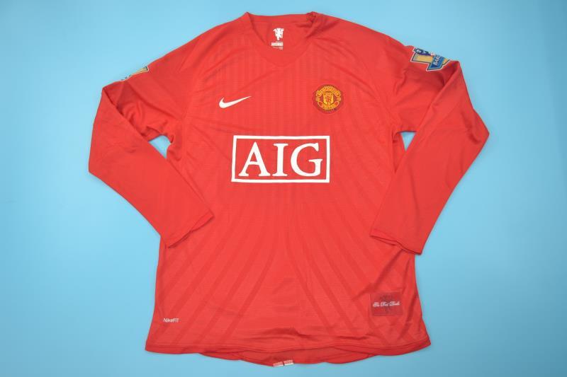 Thailand Quality(AAA) 2007/09 Manchester United Home Retro Jersey(L/S)