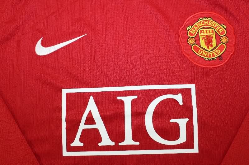 Thailand Quality(AAA) 2007/09 Manchester United Home Long Retro Soccer Jersey (Player)