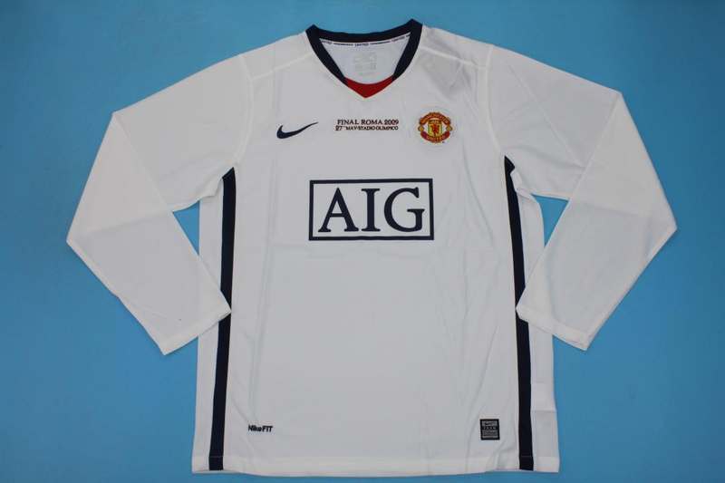 Thailand Quality(AAA) 2008/09 Manchester United Away Final Retro Soccer Jersey(L/S)