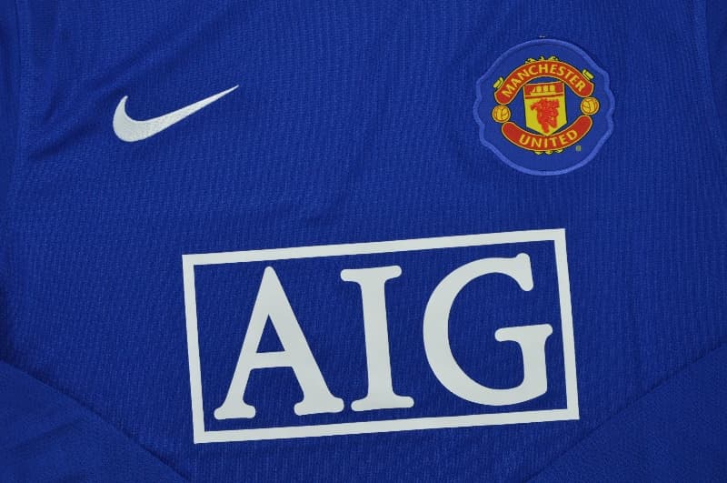 Thailand Quality(AAA) 2008/09 Manchester United Third Long Sleeve Retro Soccer Jersey(Player)