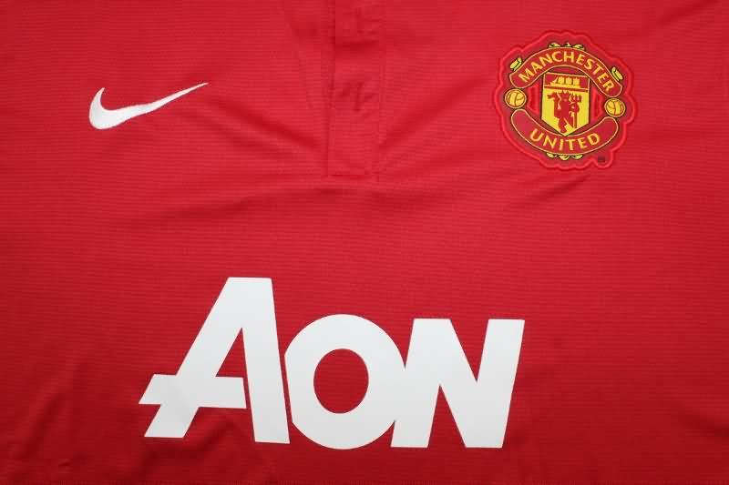 Thailand Quality(AAA) 2013/14 Manchester United Home Long Sleeve Retro Soccer Jersey