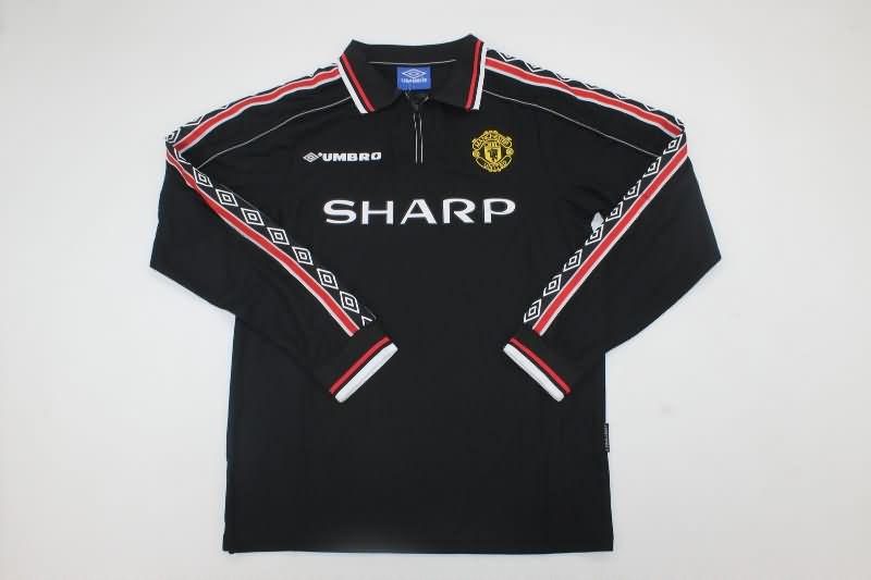 Thailand Quality(AAA) 1999 Manchester United Black Long Sleeve Retro Soccer Jersey
