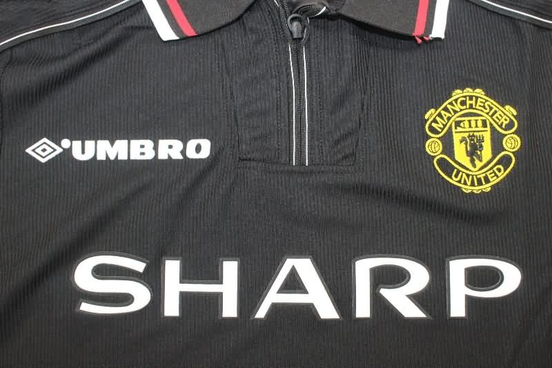 Thailand Quality(AAA) 1999 Manchester United Black Long Sleeve Retro Soccer Jersey
