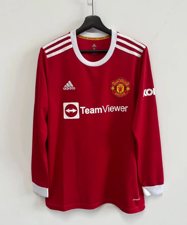 Thailand Quality(AAA) 2021/22 Manchester United Home Retro Long Sleeve Soccer Jersey Thailand Quality(AAA) 2021/22 Manchester United Home Retro Long Sleeve Soccer Jersey