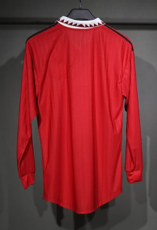 Thailand Quality(AAA) 2022/23 Manchester United Home Long Sleeve Retro Soccer Jersey (Player)