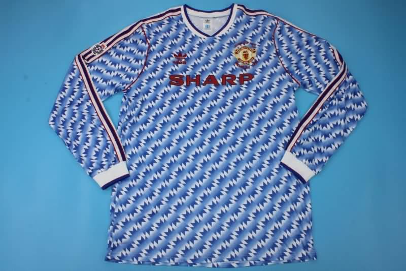 Thailand Quality(AAA) 1990/92 Manchester United Away Retro Jersey(L/S)