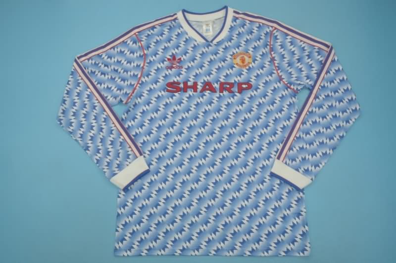 Thailand Quality(AAA) 1990/92 Manchester United Away Retro Jersey(L/S)