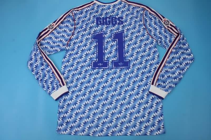 Thailand Quality(AAA) 1990/92 Manchester United Away Retro Jersey(L/S)