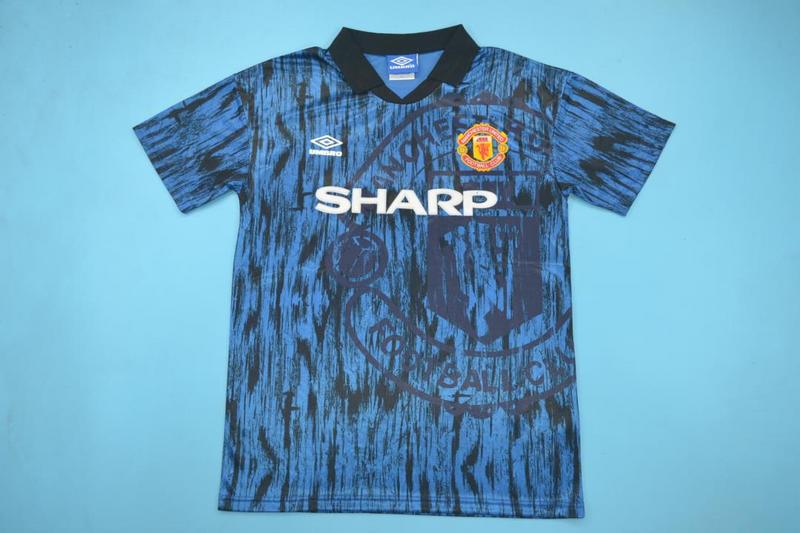 Thailand Quality(AAA) 1992/93 Manchester United Away Blue Retro Jersey