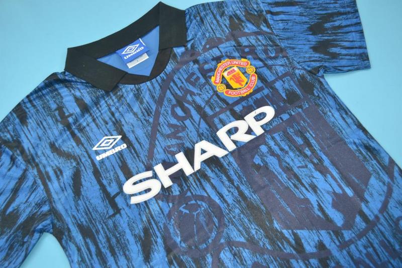 Thailand Quality(AAA) 1992/93 Manchester United Away Blue Retro Jersey